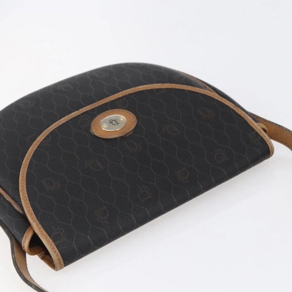 Christian Dior Honeycomb Canvas Shoulder Bag PVC Leather Black Auth BA6822 - Picture 7 of 16